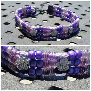Custom Handmade Beaded Dog Collar Paws